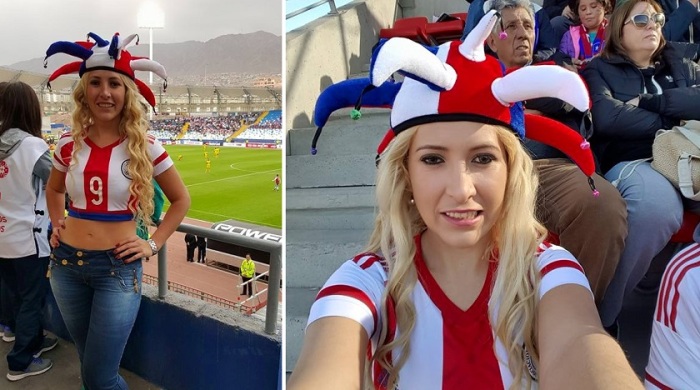 Esta guapa hincha paraguaya acaparó todas las miradas en estadio de La Serena