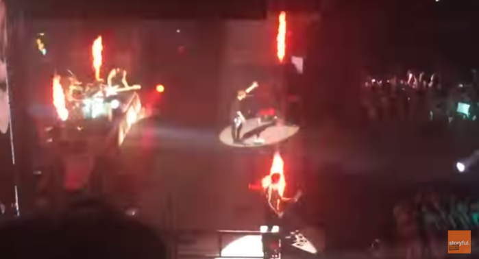 Este video capta el momento exacto en que guitarrista se prendió en llamas