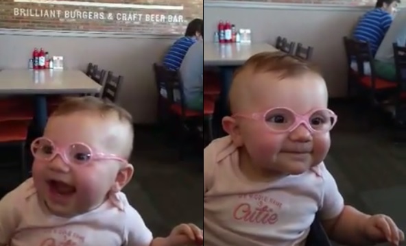 La tierna reacción de bebé que vio a sus padres por primera vez con lentes
