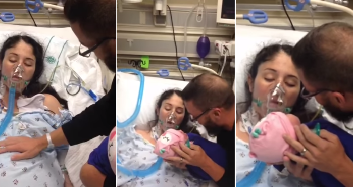 Hombre intentó despertar a su esposa del coma apoyándole su bebé: Esto pasó
