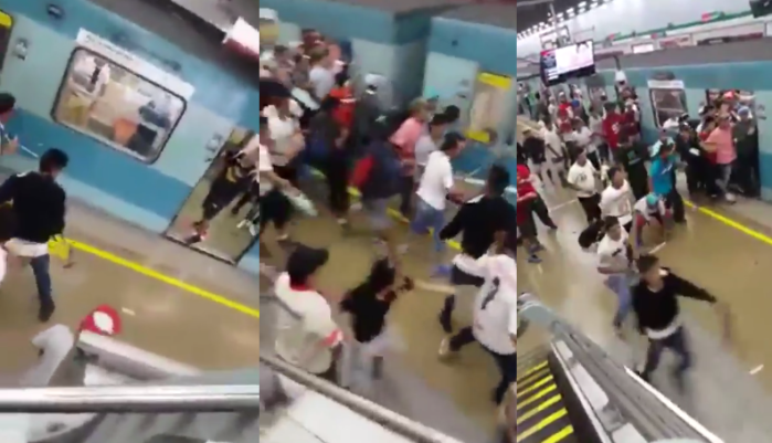 Publican video de violenta pelea entre hinchas peruanos y albos en el Metro