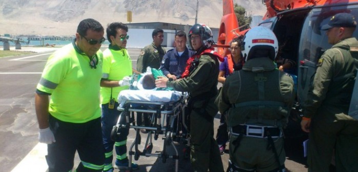 Niño de 1 año atropellado por familiares fue trasladado en helicóptero a Iquique
