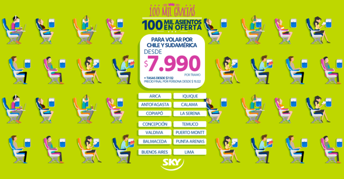 Sky lanza nueva campaña “low cost” para volar por Chile y Sudamérica