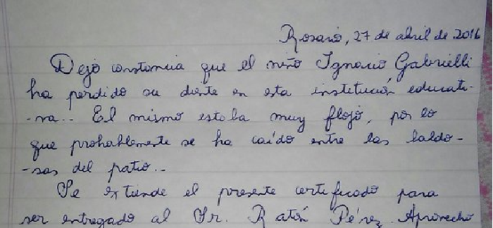 Profesora envió carta al 'Ratoncito' para ayudar a niño que perdió un diente en el colegio