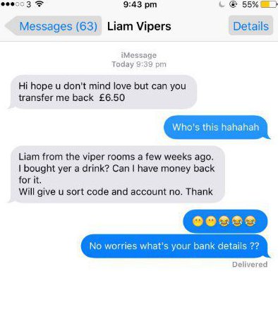 Captura del mensaje recibido por Abbey | Metro.co.uk