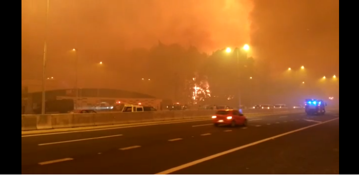 Violento fuego en la entrada a Concepción obliga a rápida evacuación y acción de Bomberos
