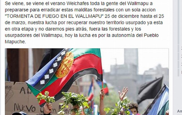 Un post en Facebook de octubre 2014