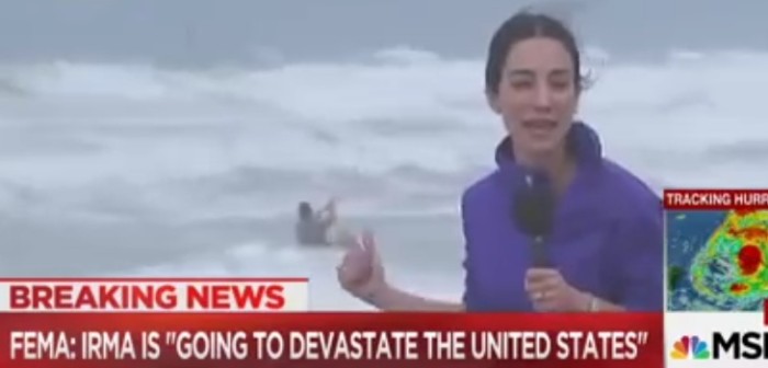 Despacho en vivo muestra a kitesurfista desafiando la potencia del huracán Irma