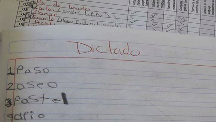 Este niño se tomó muy literal la instrucción del profesor en un dictado: se volvió viral
