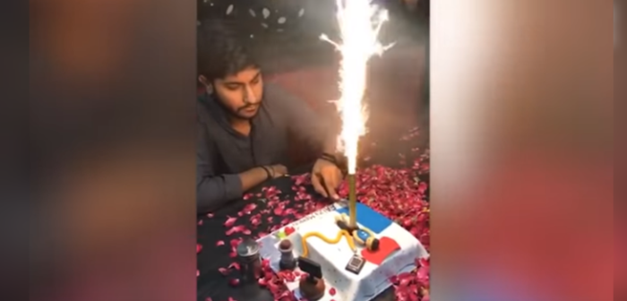 El accidentado cumpleaños de joven que es viral: se 