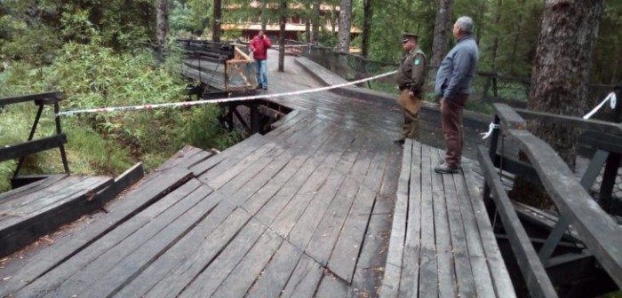 Al menos 6 lesionados deja caída de pasarela peatonal en reserva biológica Huilo Huilo