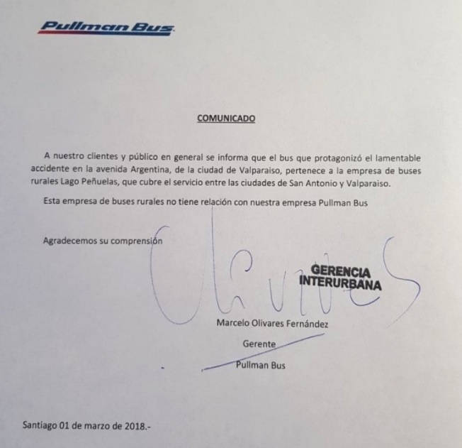 Comunicado Pullman Bus
