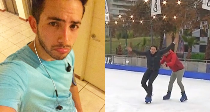 Hugo Valencia sufrió dolorosa caída en pista de hielo: sacó carcajadas en matinal de TVN