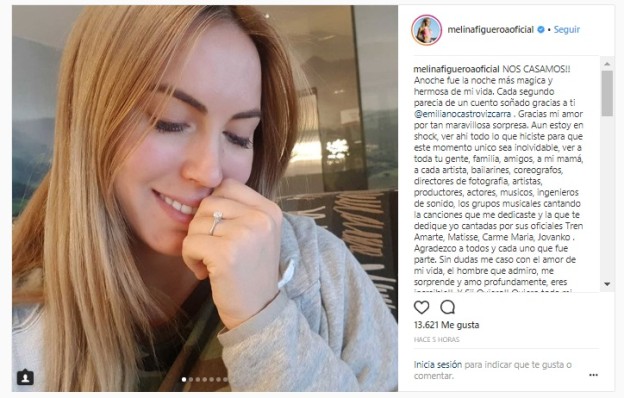 ex doble tentación melina figueroa anunció su matrimonio en redes con