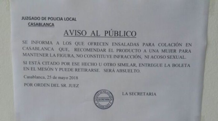 Polémico aviso de juez en Casablanca: tildó de 