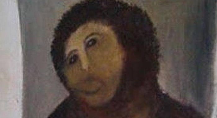 Encuentran nuevo 'ecce homo' en España: repararon figura de ángel y resultado provoca risa