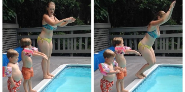 Ternura de viral: intento de mamá por enseñarle a sus hijos a tirarse piqueros causa furor