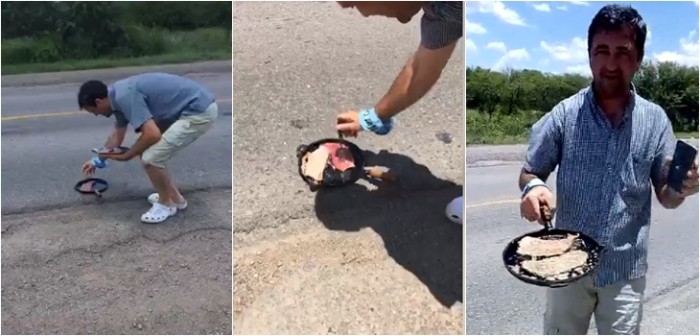 El noble gesto tras viral de argentino cocinando carne sobre la carretera gracias al calor