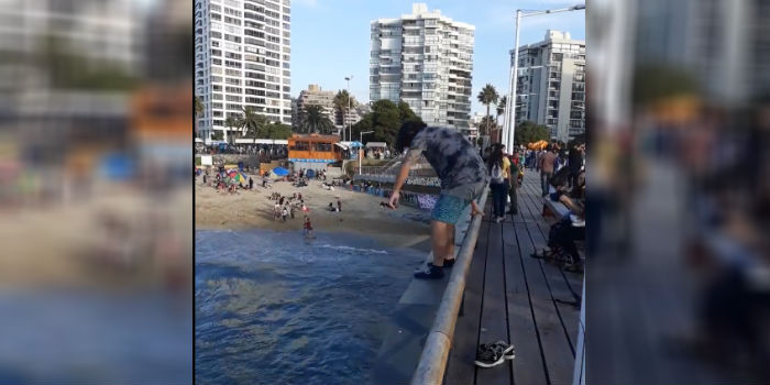 Video de joven lanzándose arriesgado piquero al mar se vuelve viral: fue criticado