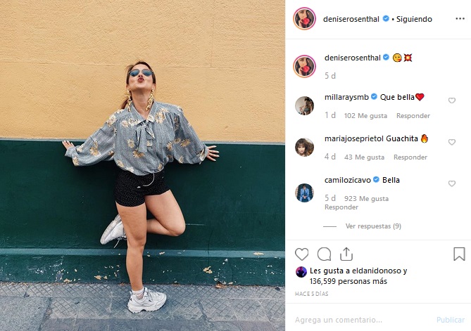 Denise Rosenthal sacó aplausos tras mostrar sus piernas con celulitis en Instagram