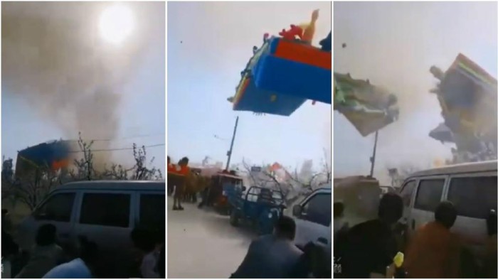 Tragedia en China: tornado hizo volar castillo inflable provocando la muerte de dos niños