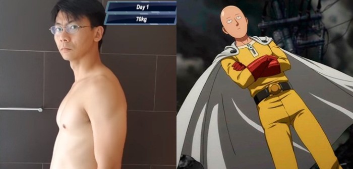 El sorprendente cambio físico de hombre que siguió mismo entrenamiento de Saitama de One Punch Man