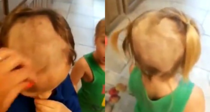Mujer quedó en shock luego d ever a sus hijos: se cortaron mechones de pelo con máquina de afeitar
