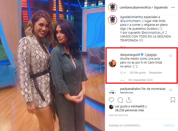 Comentario de Daniela Aránguiz a Pamela Díaz en Instagram