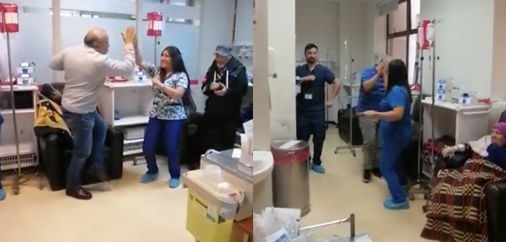 Viral equipo de Oncología de Hospital de Concepción bailando con pacientes