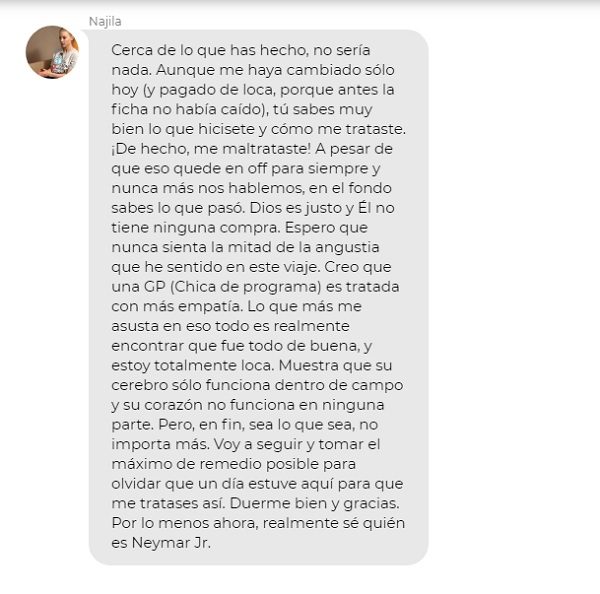 conversacion entre neymar y najila por whatsapp