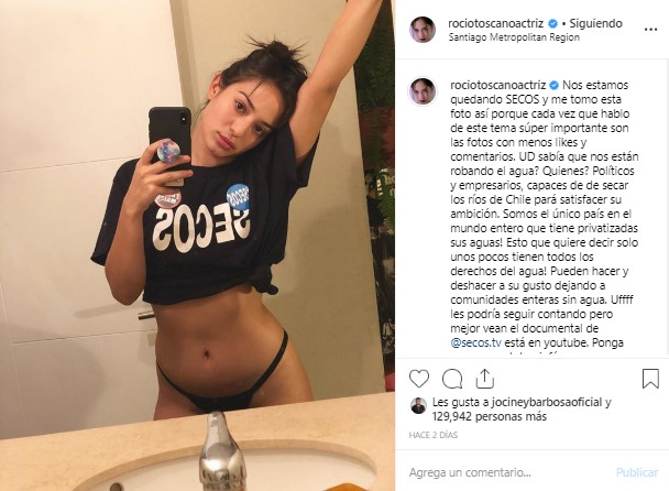 Rocío Toscano sube foto con sexy pose para conscientizar sobre el agua