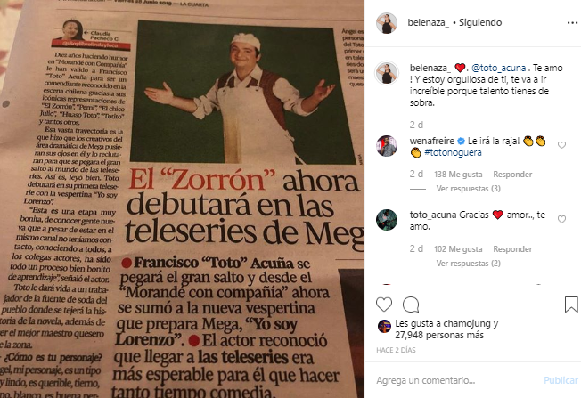 Toto Acuña teleserie Mega Yo Soy Lorenzo Belén Mora mensaje