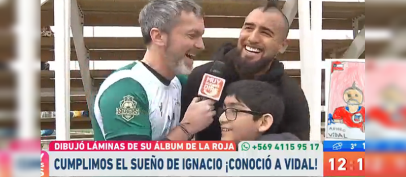 Cristian Sánchez reunió al niño que dibujó a Arturo Vidal con su ídolo deportivo
