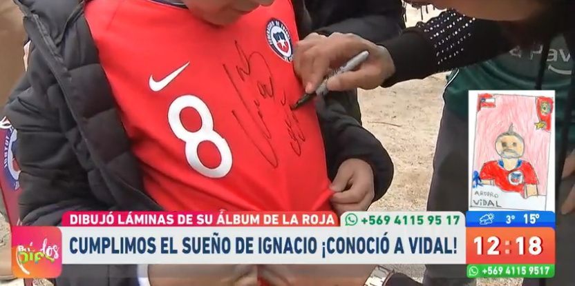 Cristian Sánchez reunió al niño que dibujó a Arturo Vidal con su ídolo deportivo