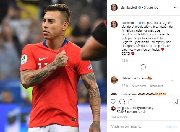 Daniela Colett mensaje a Eduardo Vargas tras la derrota de Chile Copa América