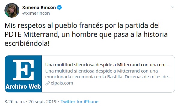 el lapsus de ximena rincon en twitter