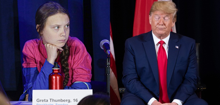 Reacción de Greta Thumberg al ver a Trump es viral: él reaccionó a su discurso con irónica frase