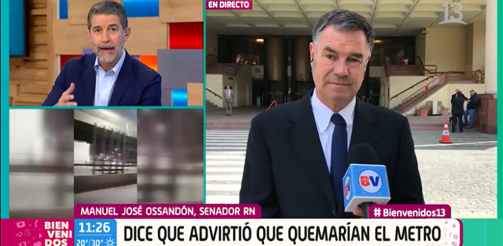 Senador Ossandón reveló que le avisó a Piñera que iban a quemar el Metro: "Me dijeron 'gracias'"