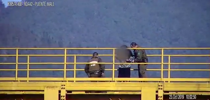 Imágenes muestran cómo Carabineros impiden que mujer se lance desde el Viaducto Malleco