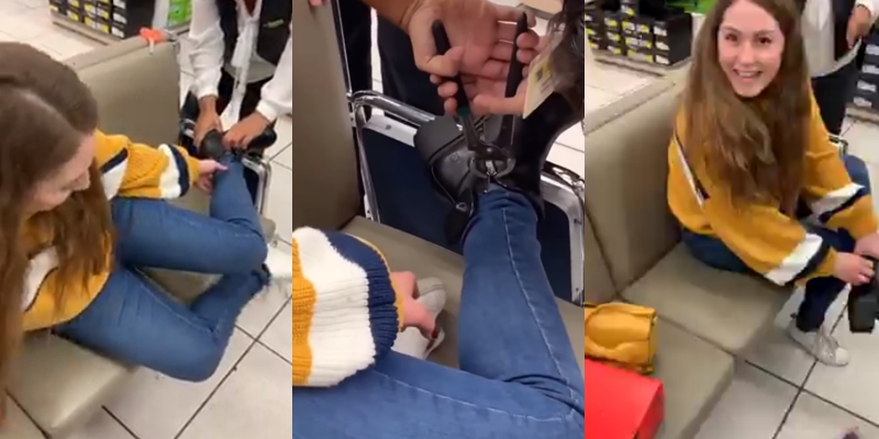 Joven es viral tras vivir vergonzoso momento en zapatería: video tiene final inesperado