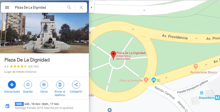 Google maps plaza de la dignididad