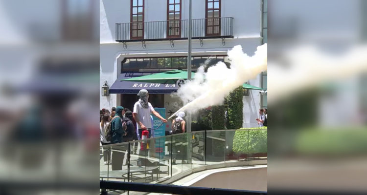 Peleas con clientes y uso de extintores: manifestantes protestaron al interior del Parque Arauco