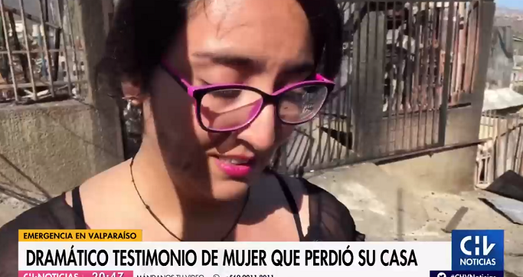 El emotivo testimonio de mujer víctima del incendio en Valparaíso: 