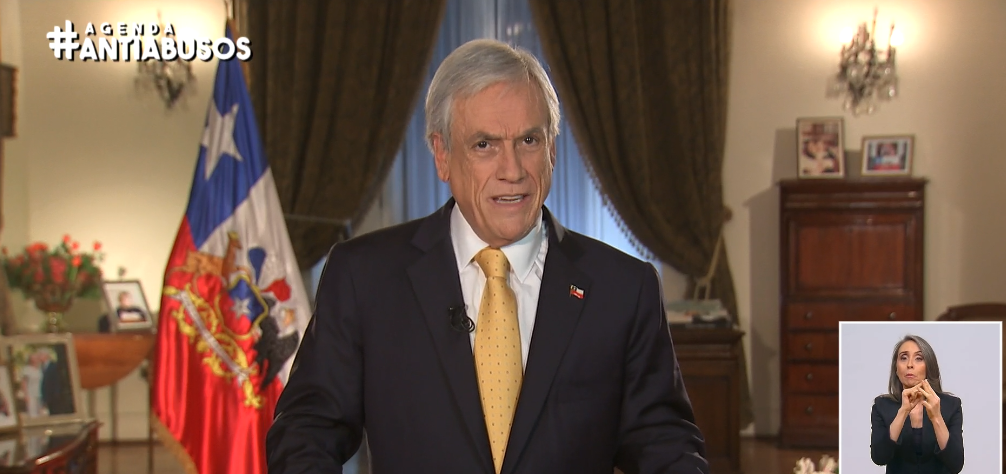 Presidente Piñera presentó en cadena nacional los tres ejes de su nueva agenda antiabusos
