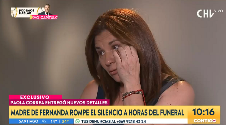 Mamá de Fernanda Maciel a horas de su funeral