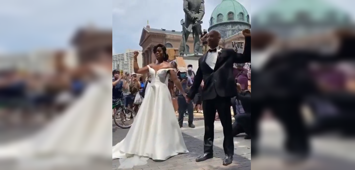 Recién casados dejaron su celebración para unirse a protestas por George Floyd: momento es viral