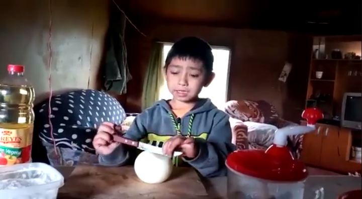 niño que explica cómo preparar un pebre se vuelve viral