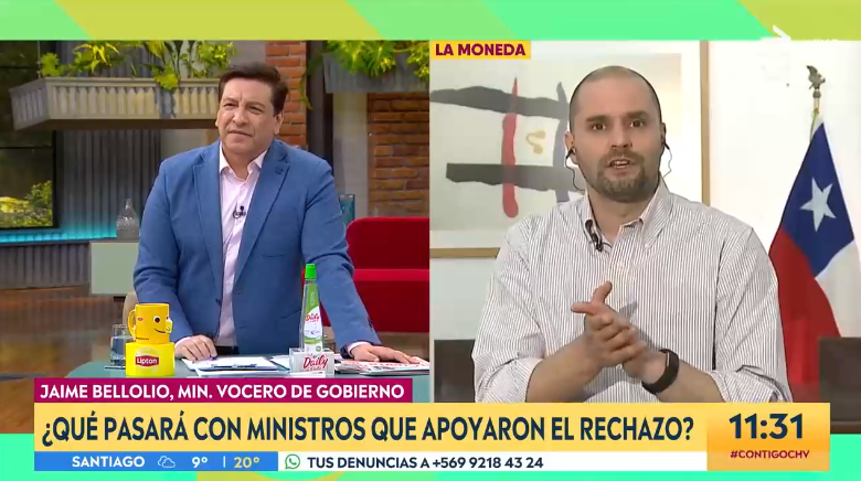Julio César Rodríguez y ministro Bellolio tuvieron tenso round en CHV
