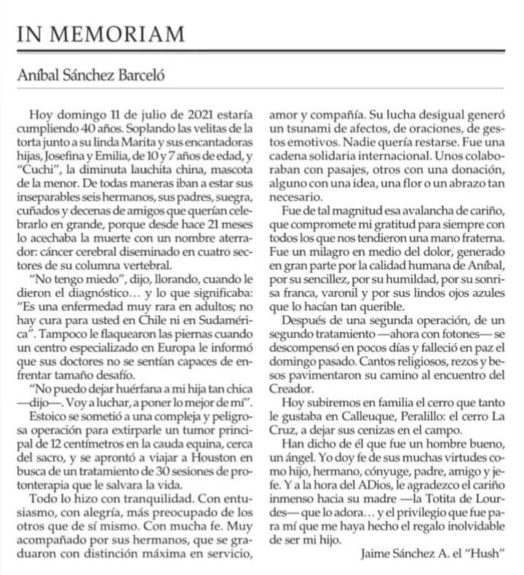 padre de los hermano Sánchez tras muerte de su hijo Aníbal