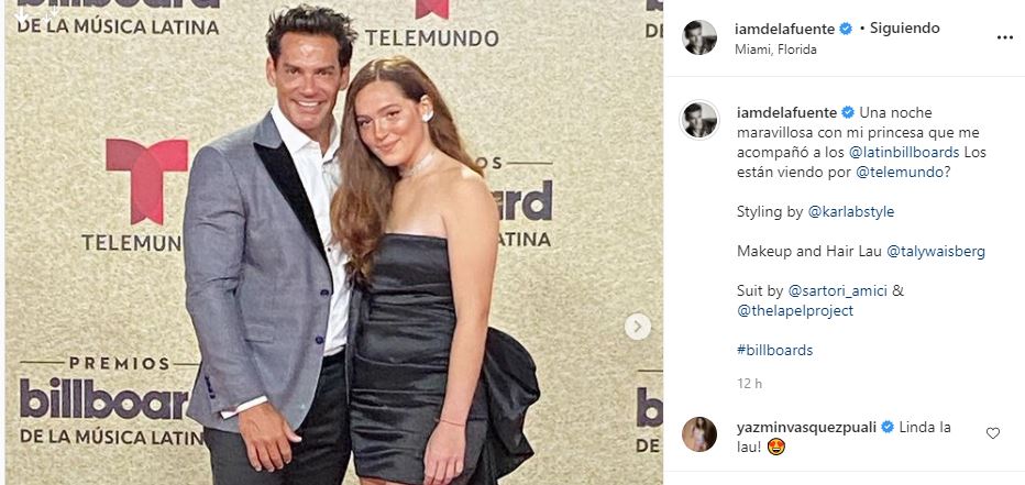 Cristián De la Fuente y su hija Laura en los Latin Billboard 2021